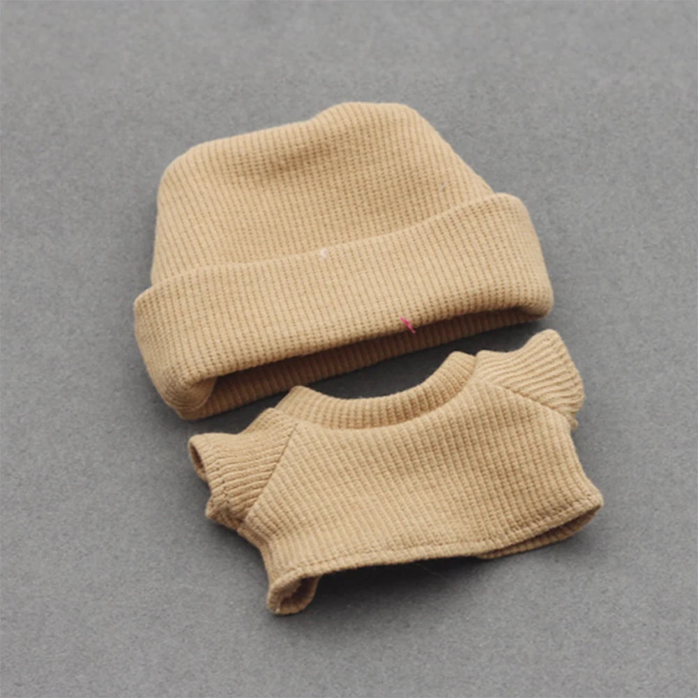 Sweater Set for 15/17cm Ropa Labubu Doll Clothes Match Knitted Hat T-shirt Dopamine Color Matching Fashion Design