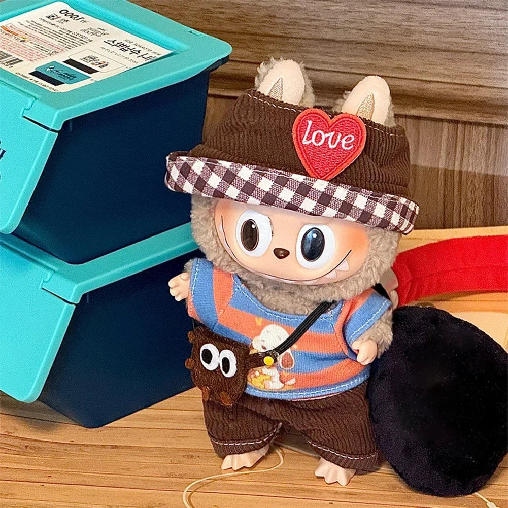 Lovely Jumpsuit Clothing Mini Plush Doll'S Clothes Outfit Accessories For 17cm Korea Kpop Exo Labubu Idol Dolls DIY Kids Gift