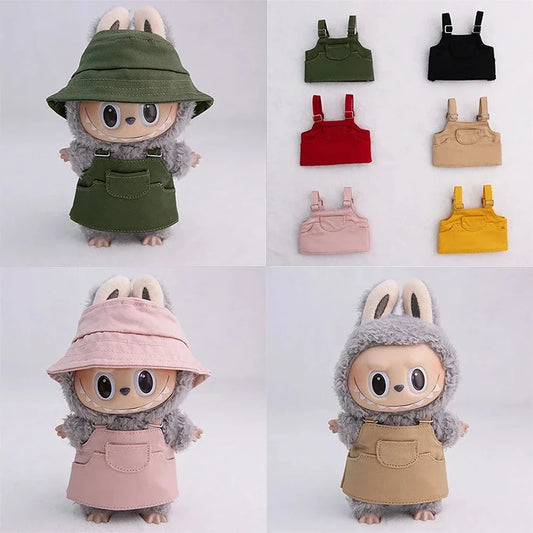 For 17cm Labubu Doll Solid Color Shoulder Strap Dress Outfit Decoration Dolls Accessories