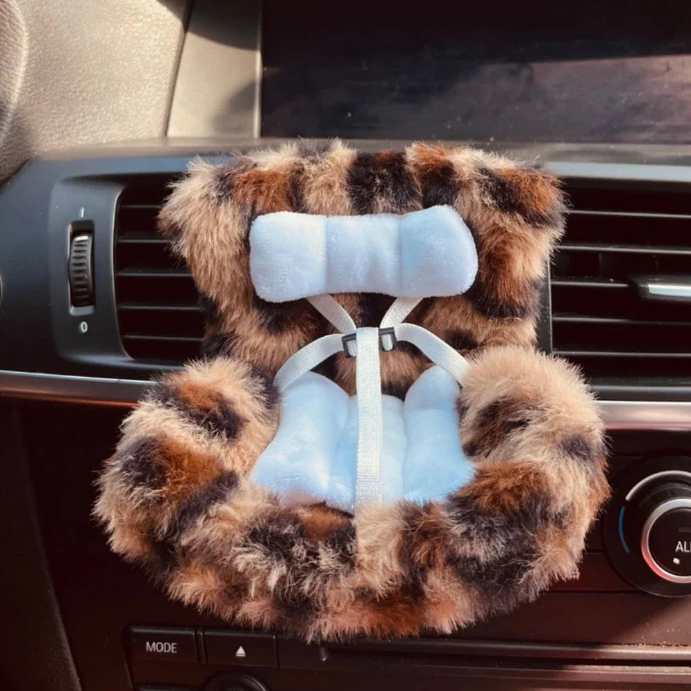 For 17cm Labubu Plush Car Seat Safety Seat with Air Vent Ornament Doll Accessories for Labubu Have A Seat Cartoon Chair Model