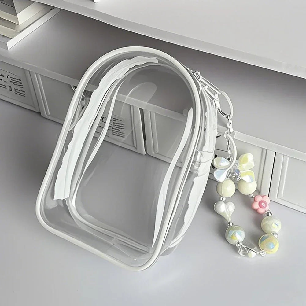 Cute Plush Cotton Doll Outfit Crossbody Pain Bag for 17cm Labubu V2 V3 Transparent Storage Bag Dolls Display Bag