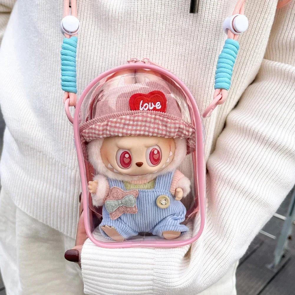 For Labubu Dolls Outfit Crossbody Pain Bag for 15cm Crybaby Cotton Doll Storage Bag Dolls Display Bag Dolls Accessories