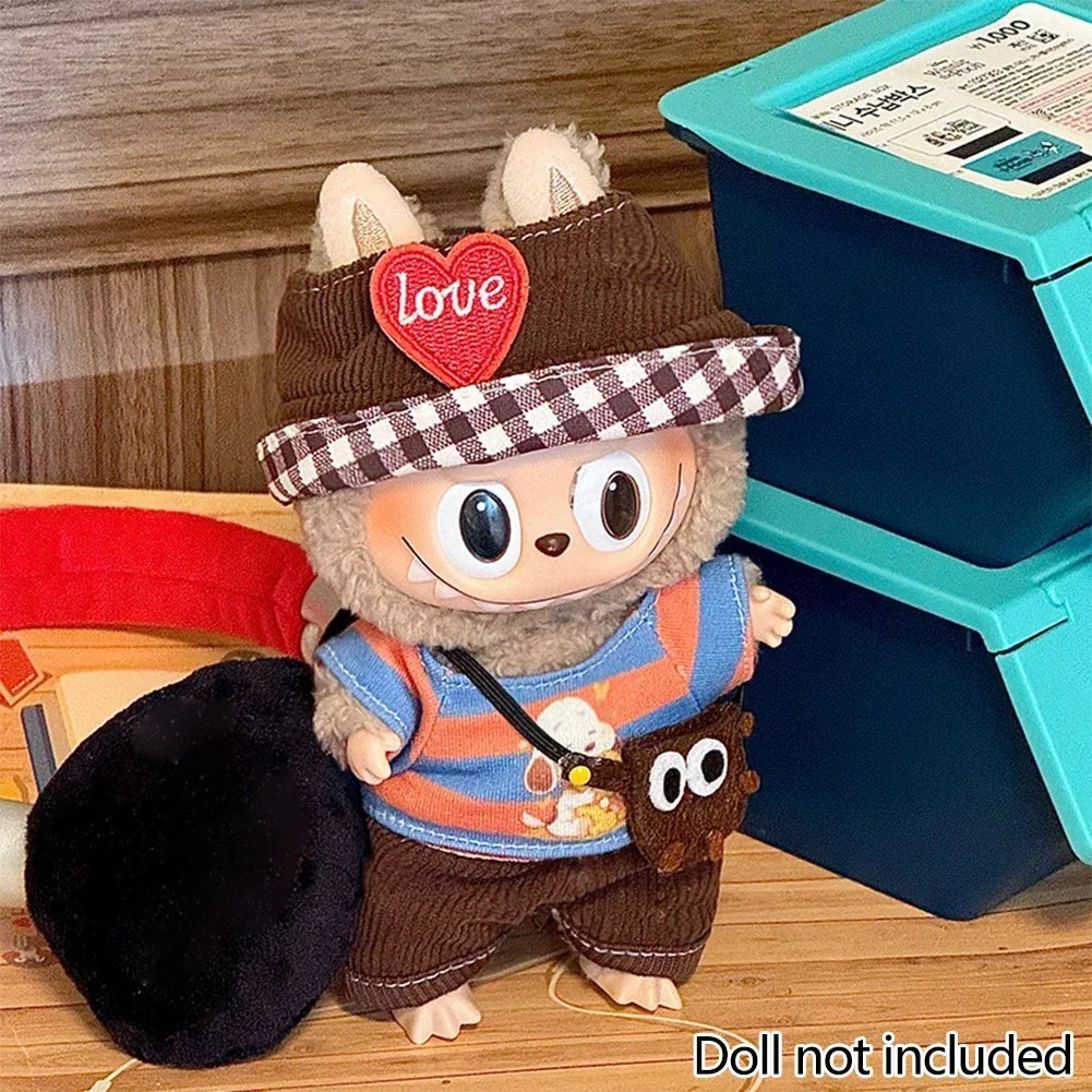 Lovely Jumpsuit Clothing Mini Plush Doll'S Clothes Outfit Accessories For 17cm Korea Kpop Exo Labubu Idol Dolls DIY Kids Gift