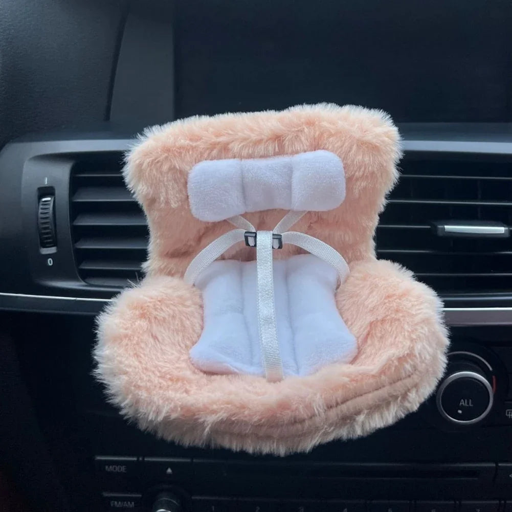 For 17cm Labubu Plush Car Seat Safety Seat with Air Vent Ornament Doll Accessories for Labubu Have A Seat Cartoon Chair Model