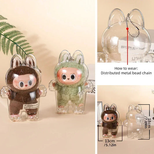 1Pc Protective Acrylic Storage Case for Plush Dolls Display Bag for Labubu V1 V2