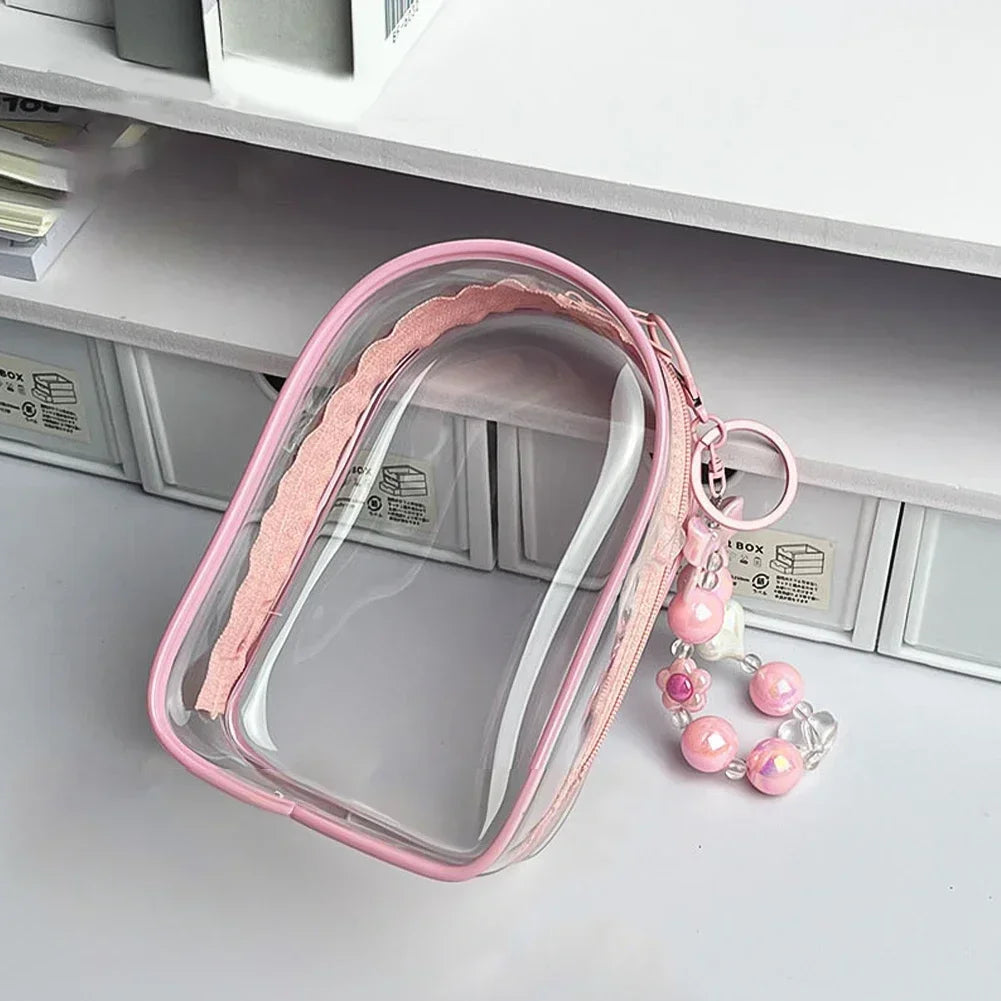 Cute Plush Cotton Doll Outfit Crossbody Pain Bag for 17cm Labubu V2 V3 Transparent Storage Bag Dolls Display Bag