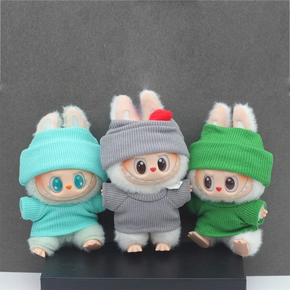 Sweater Set for 15/17cm Ropa Labubu Doll Clothes Match Knitted Hat T-shirt Dopamine Color Matching Fashion Design