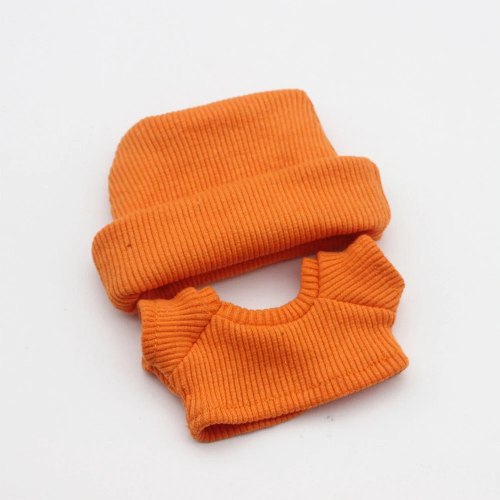 Sweater Set for 15/17cm Ropa Labubu Doll Clothes Match Knitted Hat T-shirt Dopamine Color Matching Fashion Design