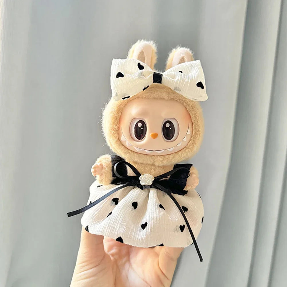 Mini Cute Plastic Glasses Plush Clothes Crossbody Bag for 17cm Labubu and Dolls Accessories Toy Birthday Gifts