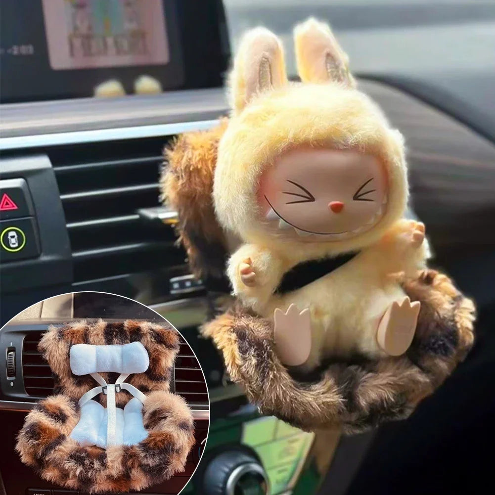 For 17cm Labubu Plush Car Seat Safety Seat with Air Vent Ornament Doll Accessories for Labubu Have A Seat Cartoon Chair Model