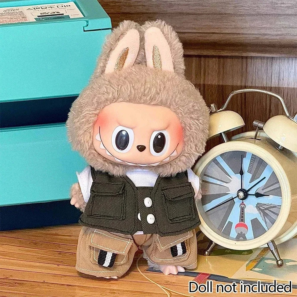 Lovely Jumpsuit Clothing Mini Plush Doll'S Clothes Outfit Accessories For 17cm Korea Kpop Exo Labubu Idol Dolls DIY Kids Gift