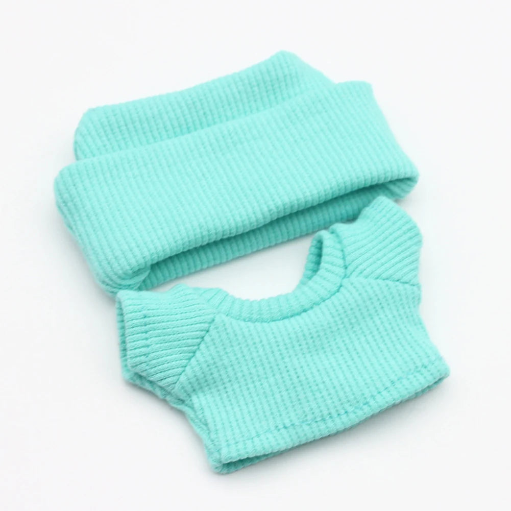 Sweater Set for 15/17cm Ropa Labubu Doll Clothes Match Knitted Hat T-shirt Dopamine Color Matching Fashion Design