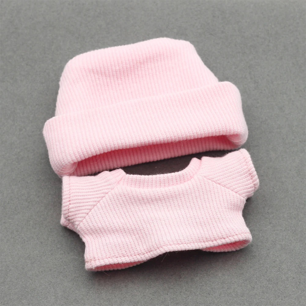Sweater Set for 15/17cm Ropa Labubu Doll Clothes Match Knitted Hat T-shirt Dopamine Color Matching Fashion Design