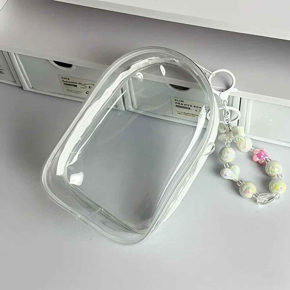 Cute Plush Cotton Doll Outfit Crossbody Pain Bag for 17cm Labubu V2 V3 Transparent Storage Bag Dolls Display Bag