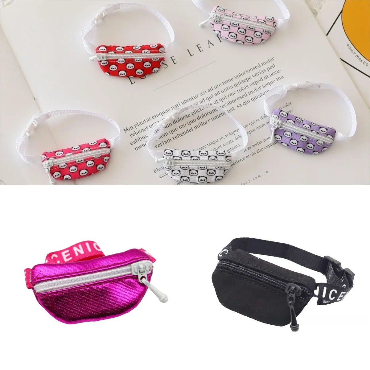 Doll Bag for 17cm Labubu BJD Plush Doll & 1/12 BJD PU Crossbody Bag Doll Accessories Mini Clothes