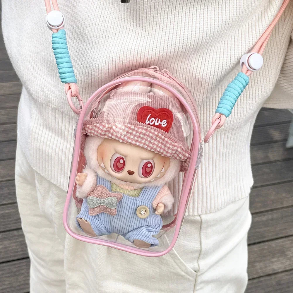 For Labubu Dolls Outfit Crossbody Pain Bag for 15cm Crybaby Cotton Doll Storage Bag Dolls Display Bag Dolls Accessories