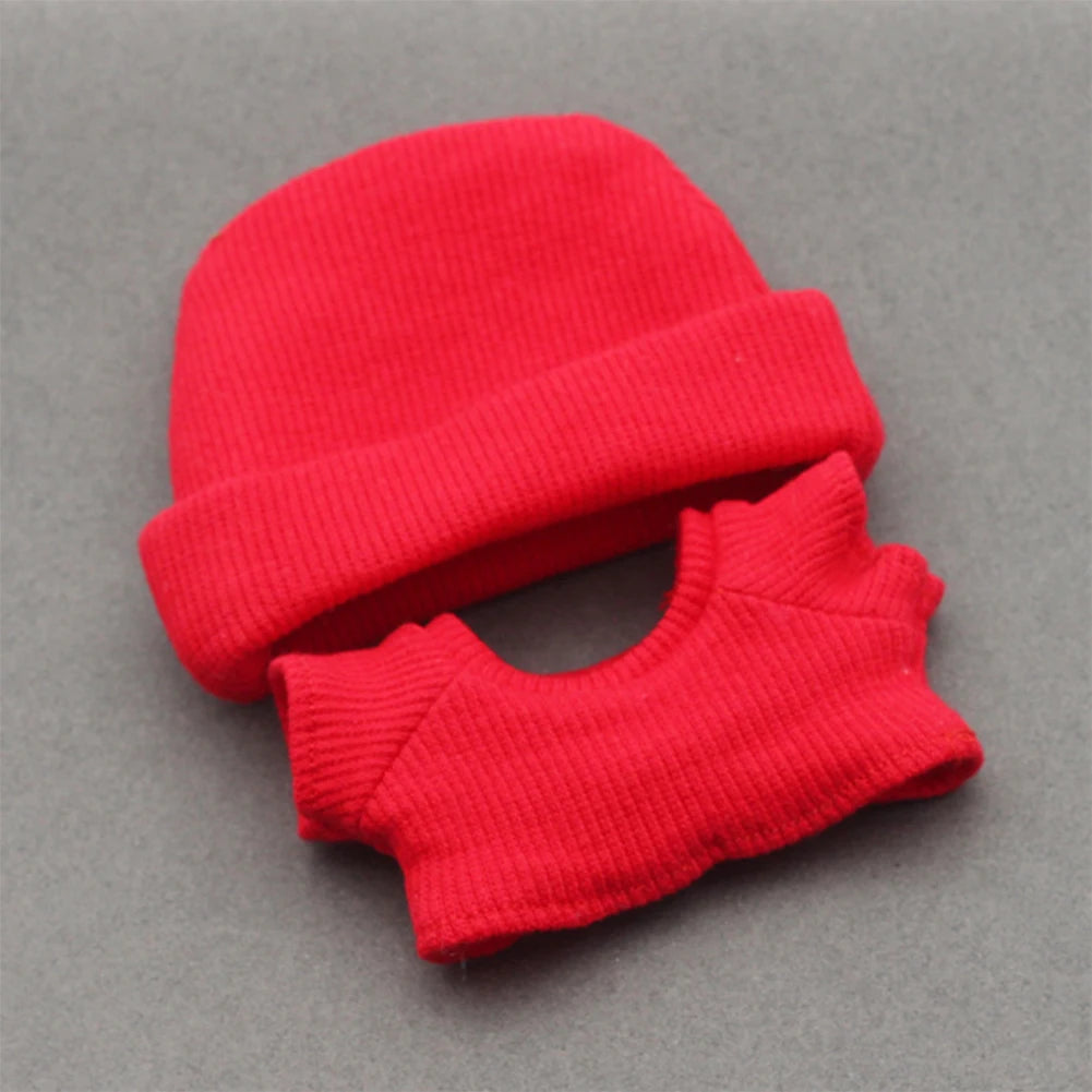 Sweater Set for 15/17cm Ropa Labubu Doll Clothes Match Knitted Hat T-shirt Dopamine Color Matching Fashion Design