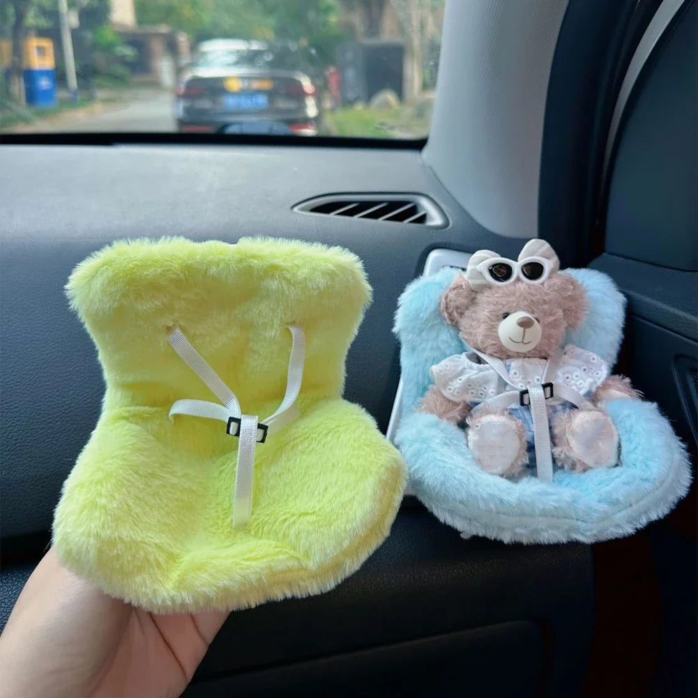 For 17cm Labubu Plush Car Seat Safety Seat with Air Vent Ornament Doll Accessories for Labubu Have A Seat Cartoon Chair Model