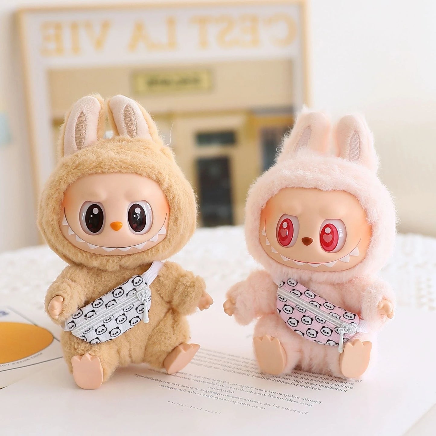 Doll Bag for 17cm Labubu BJD Plush Doll & 1/12 BJD PU Crossbody Bag Doll Accessories Mini Clothes