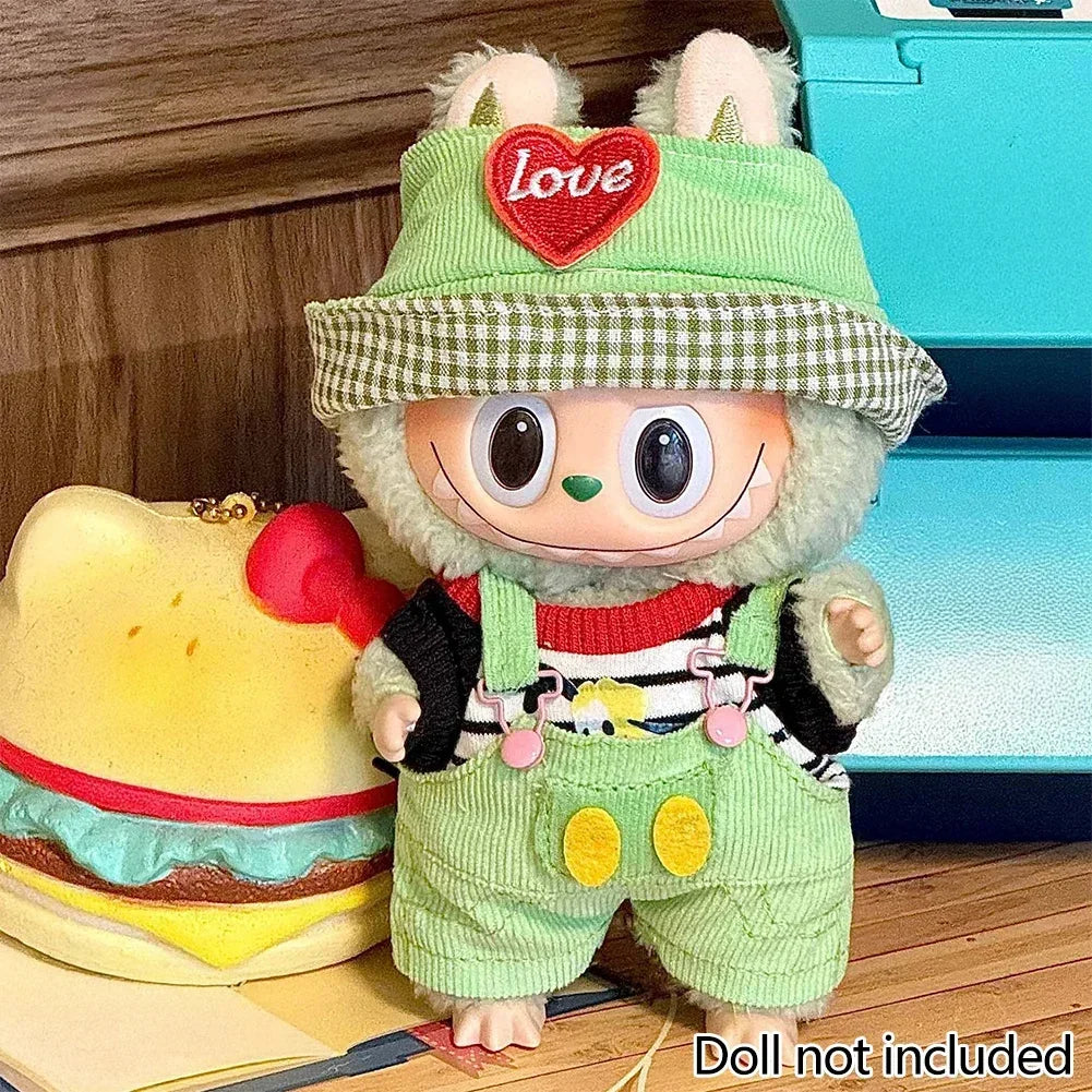 Lovely Jumpsuit Clothing Mini Plush Doll'S Clothes Outfit Accessories For 17cm Korea Kpop Exo Labubu Idol Dolls DIY Kids Gift