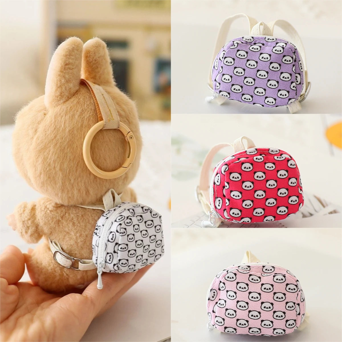 Doll Bag for 17cm Labubu BJD Plush Doll & 1/12 BJD PU Crossbody Bag Doll Accessories Mini Clothes