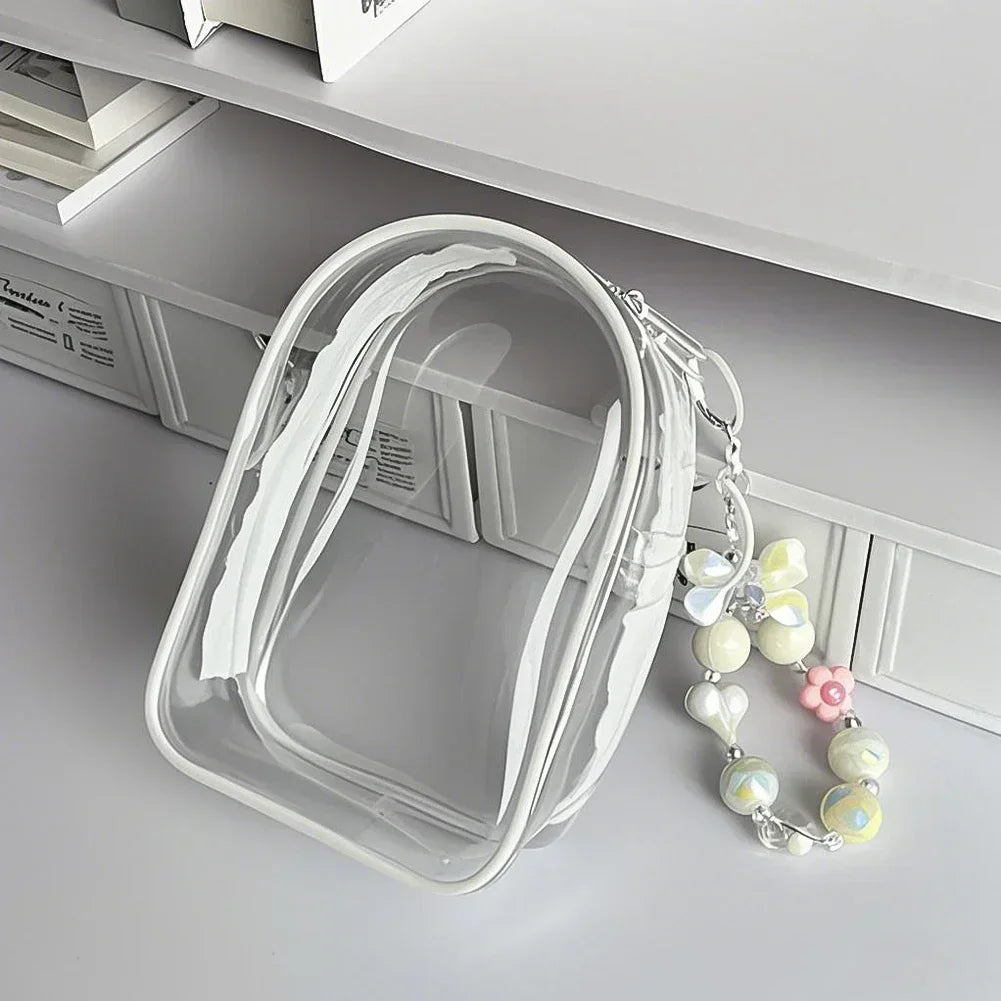 Cute Plush Cotton Doll Outfit Crossbody Pain Bag for 17cm Labubu V2 V3 Transparent Storage Bag Dolls Display Bag