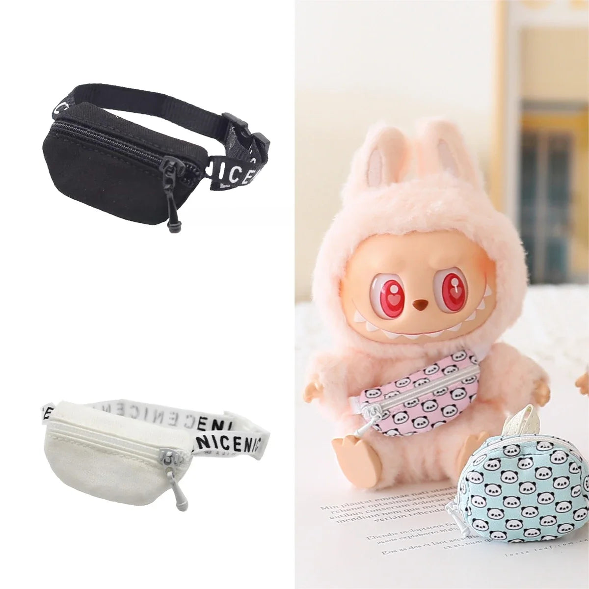 Doll Bag for 17cm Labubu BJD Plush Doll & 1/12 BJD PU Crossbody Bag Doll Accessories Mini Clothes