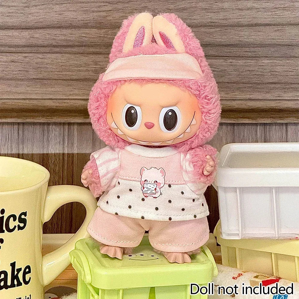 Lovely Jumpsuit Clothing Mini Plush Doll'S Clothes Outfit Accessories For 17cm Korea Kpop Exo Labubu Idol Dolls DIY Kids Gift
