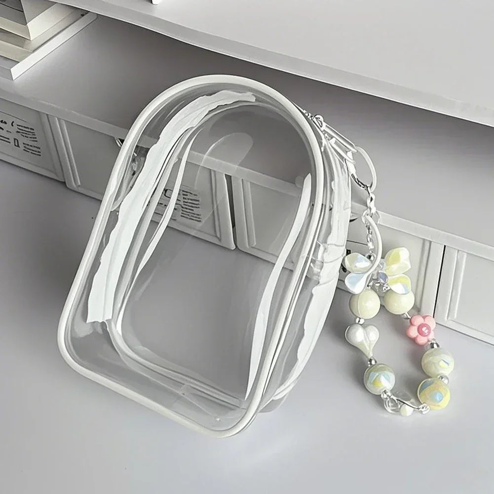 Cute Plush Cotton Doll Outfit Crossbody Pain Bag for 17cm Labubu V2 V3 Transparent Storage Bag Dolls Display Bag