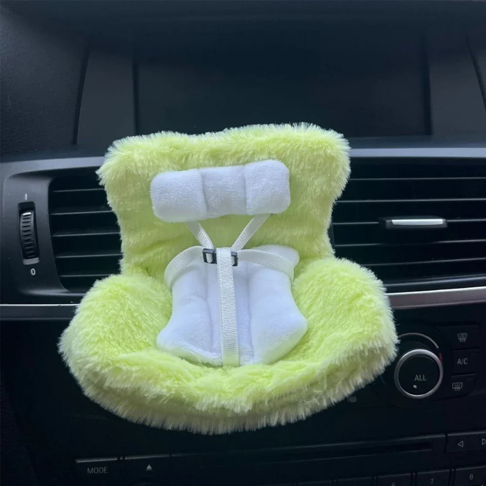 For 17cm Labubu Plush Car Seat Safety Seat with Air Vent Ornament Doll Accessories for Labubu Have A Seat Cartoon Chair Model