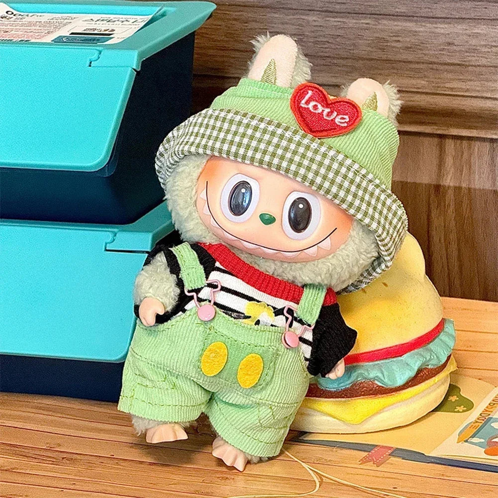 Lovely Jumpsuit Clothing Mini Plush Doll'S Clothes Outfit Accessories For 17cm Korea Kpop Exo Labubu Idol Dolls DIY Kids Gift