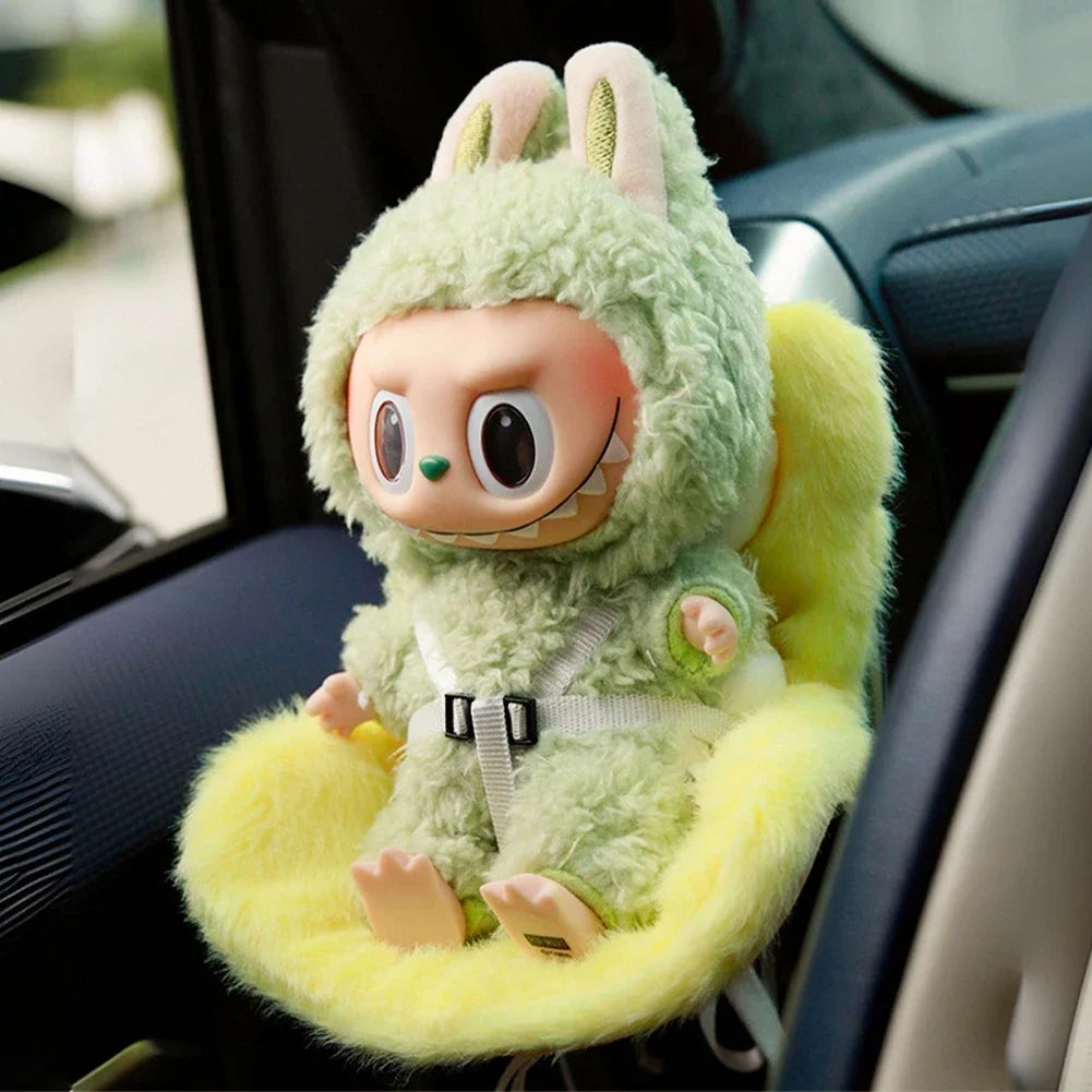 For 17cm Labubu Plush Car Seat Safety Seat with Air Vent Ornament Doll Accessories for Labubu Have A Seat Cartoon Chair Model